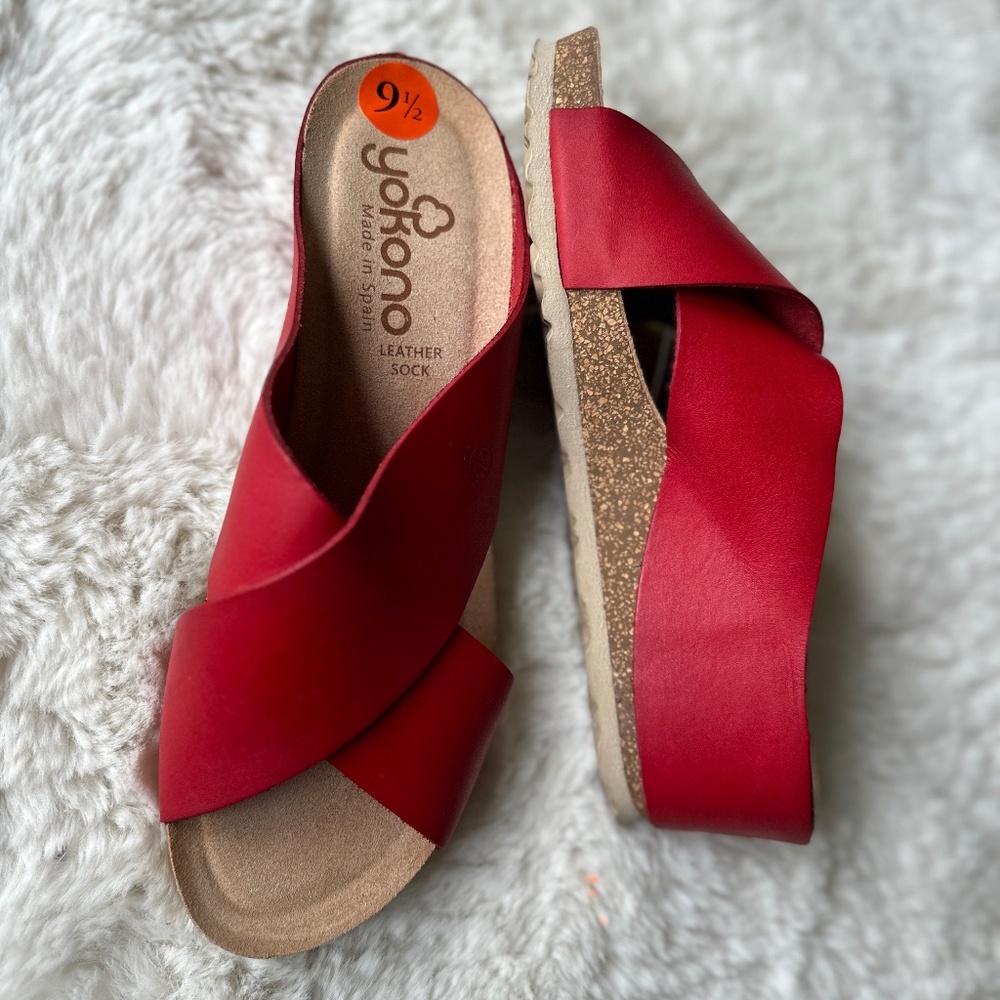 Yokono Wedge Sandals, 9-1/2, Red